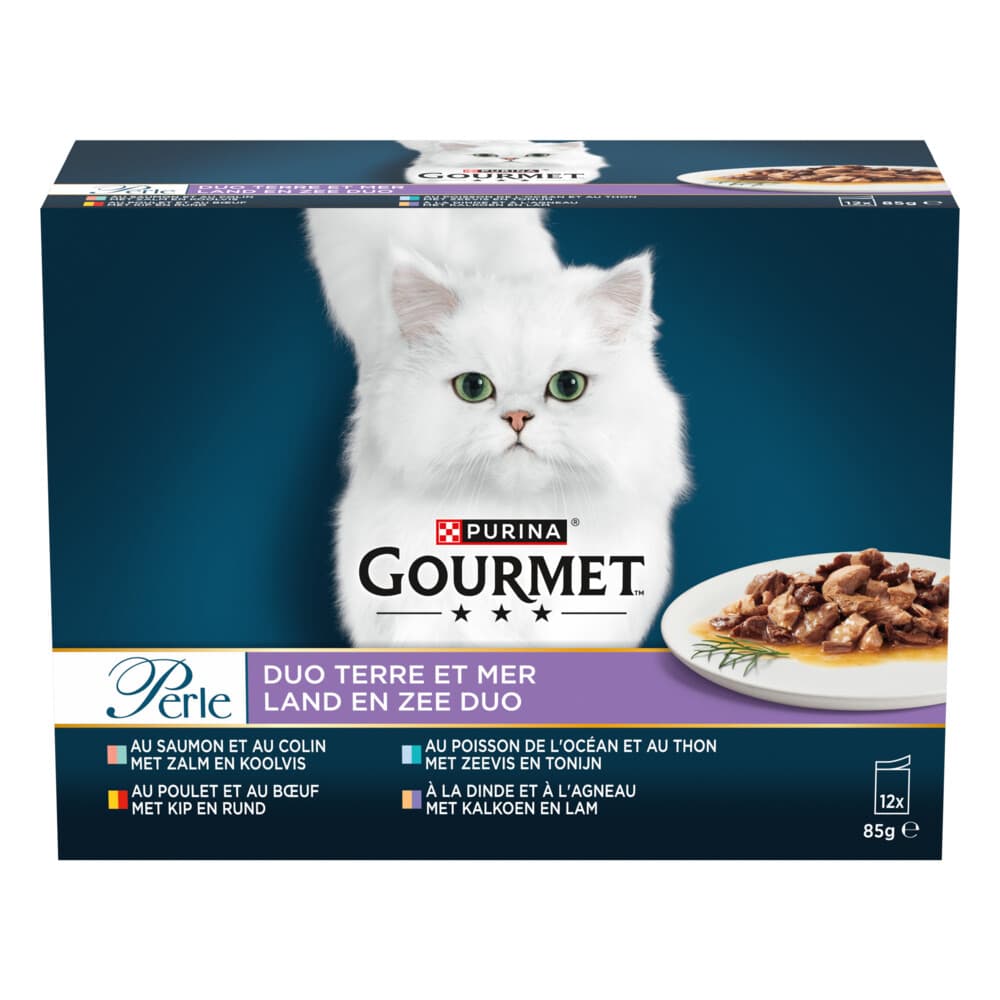 Gourmet Kattenvoer Nat Perle Duo Rund - Kip 12 x 85 gr