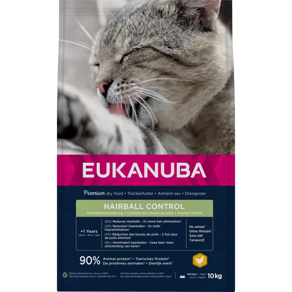 Eukanuba Adult Hairball Control Kattenvoer 10 kg