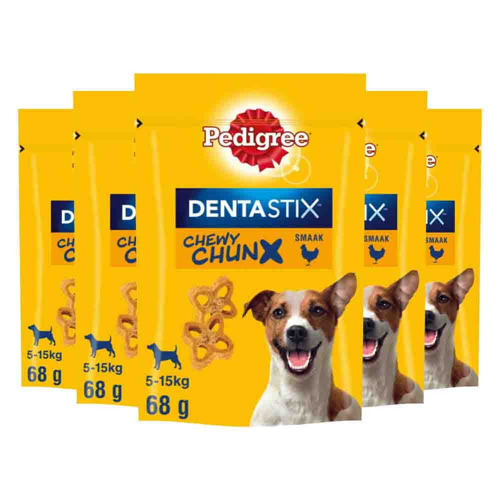 5x Pedigree Dentastix Chewy Chunx Hondensnacks Mini Kip 68 gr