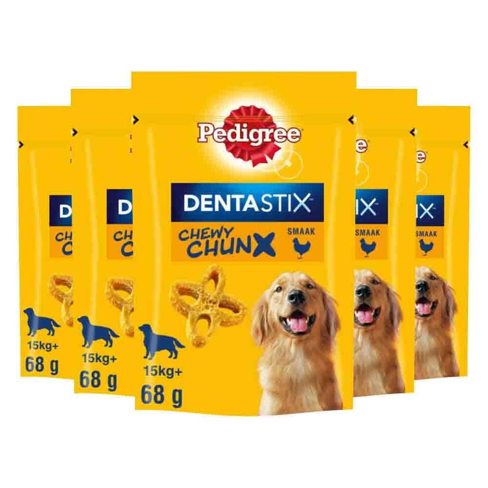 5x Pedigree Dentastix Chewy Chunx Hondensnacks Maxi Kip 68 gr