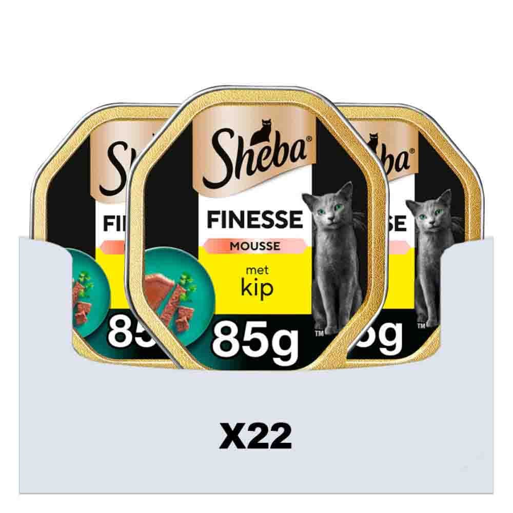 22x Sheba Finesse Kattenvoer Natvoer Mousse Kip Kuipjes 85 gr