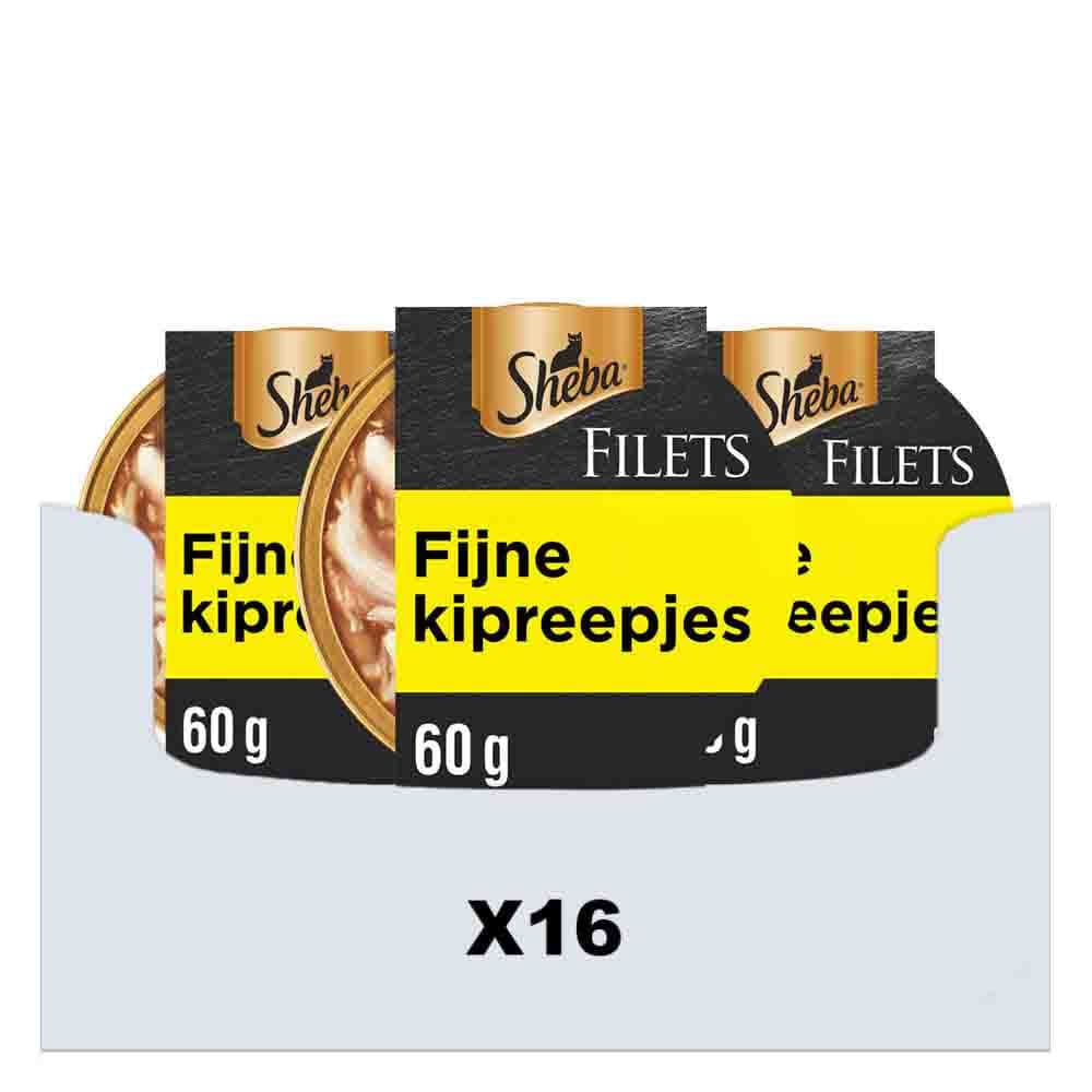 16x Sheba Filets Kattenvoer Natvoer Kipfilet Stukjes in Saus 60 gr