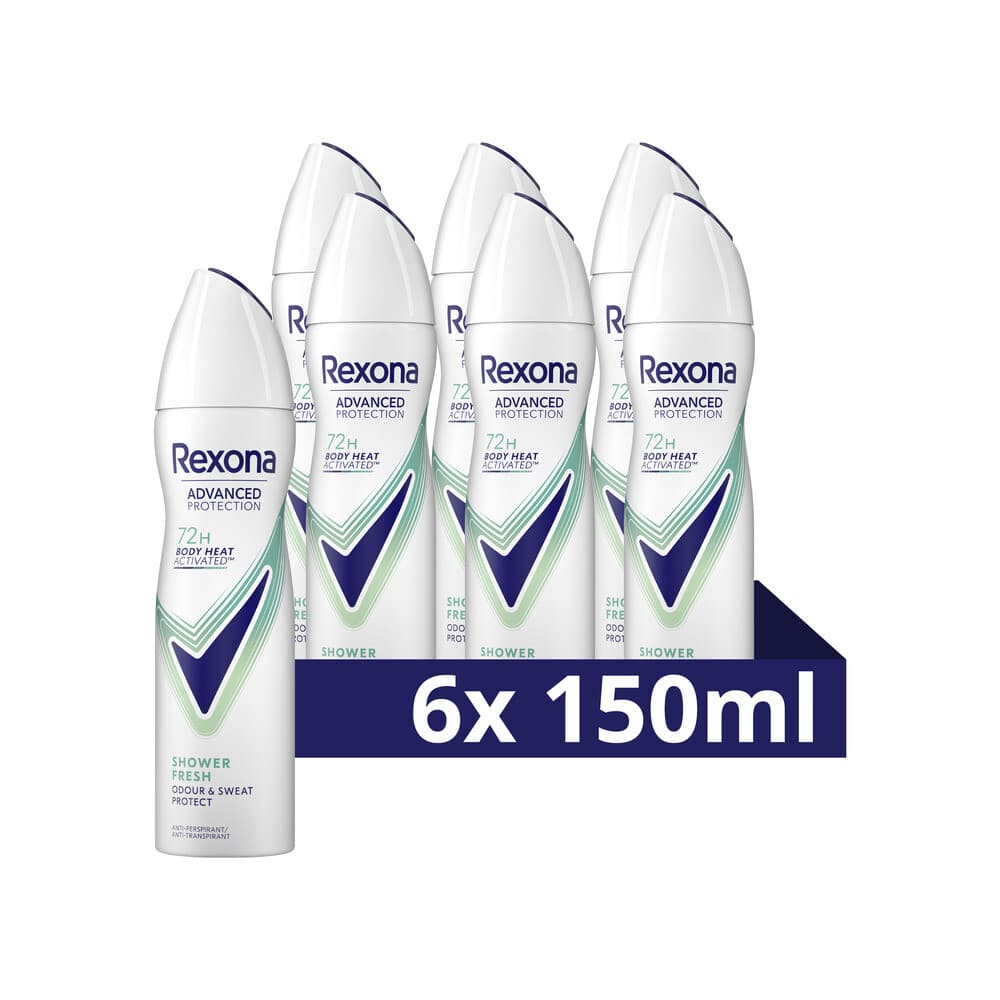 6x Rexona Deodorant Spray Advanced Protection Shower Fresh 150 ml