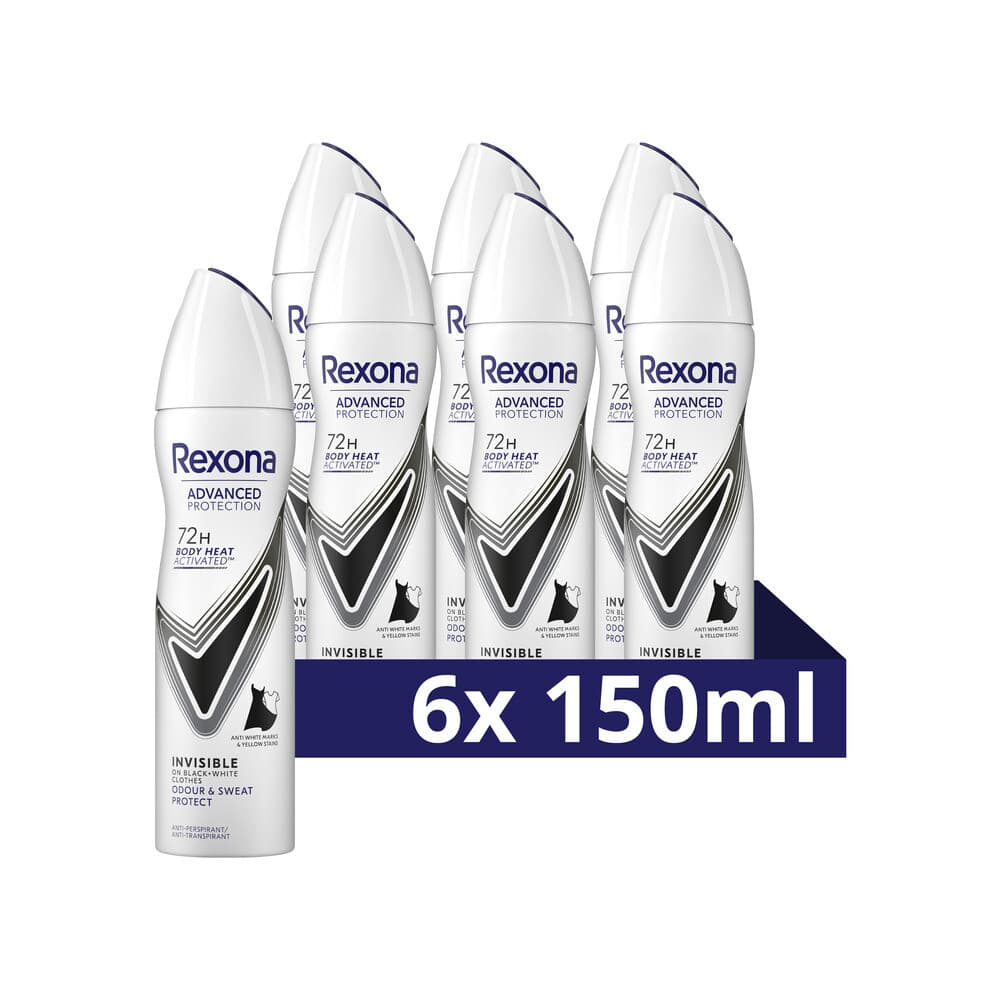 6x Rexona Deodorant Spray Advanced Protection Invisible 150 ml