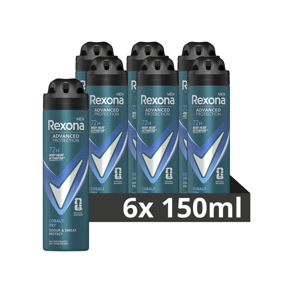 6x Rexona Men Deodorant Spray Advanced Protection Cobalt Dry 150 ml