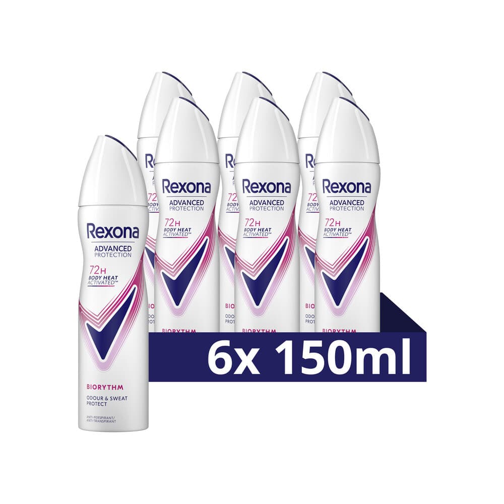 6x Rexona Deodorant Spray Advanced Protection Ultra Dry Biorythm 150 ml