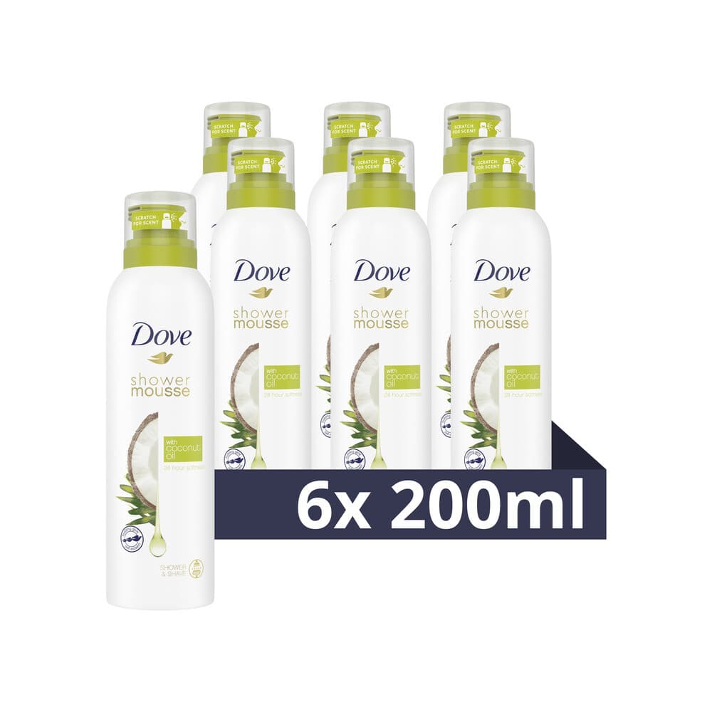 6x Dove Shower Foam Coconut Oil 200 ml