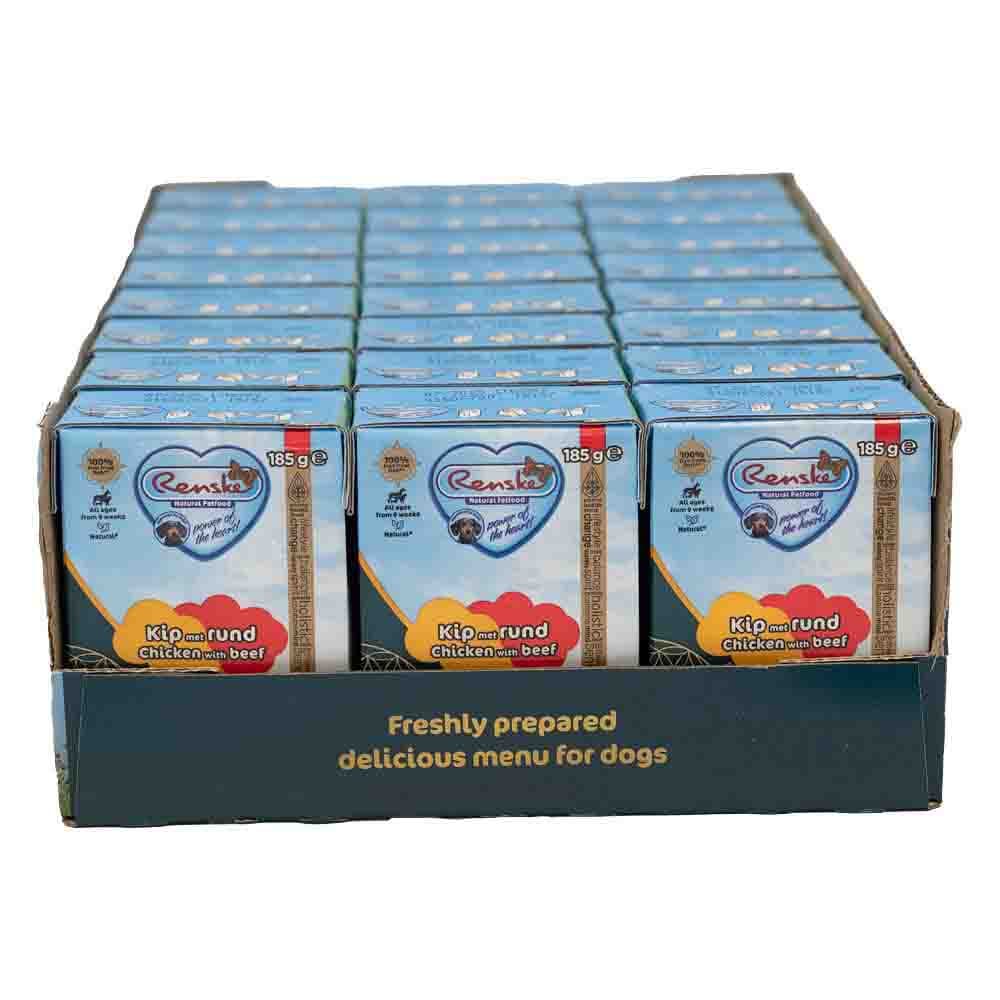 24x Renske Vers Puppy Tetra Hondenvoer Nat Kip met Rund 185 gr