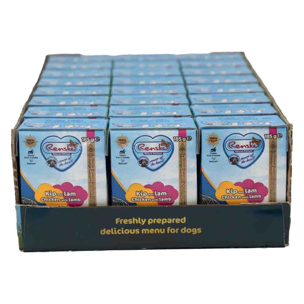 24x Renske Vers Puppy Tetra Hondenvoer Nat Kip met Lam 185 gr