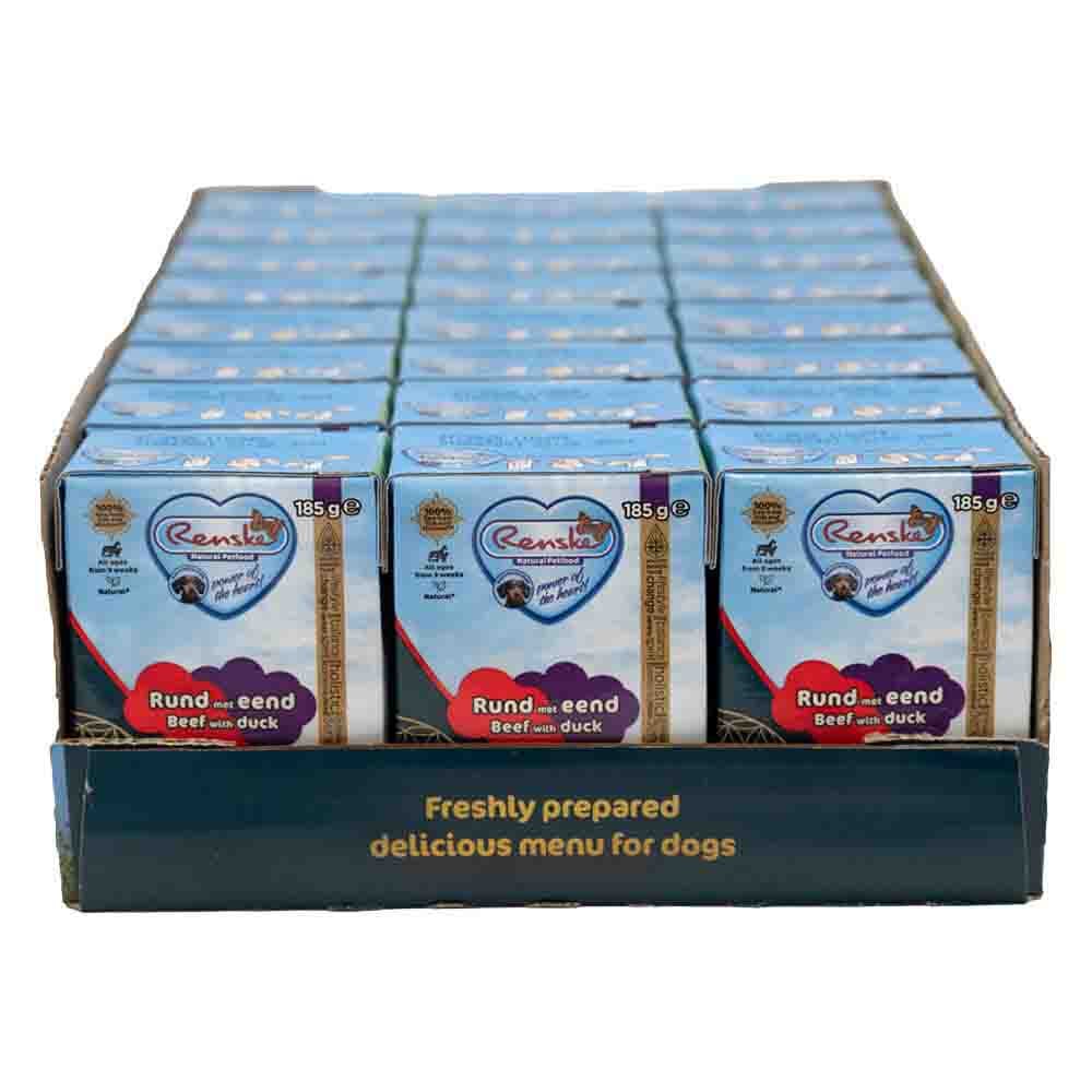 24x Renske Vers Tetra Hondenvoer Nat Rund met Eend 185 gr