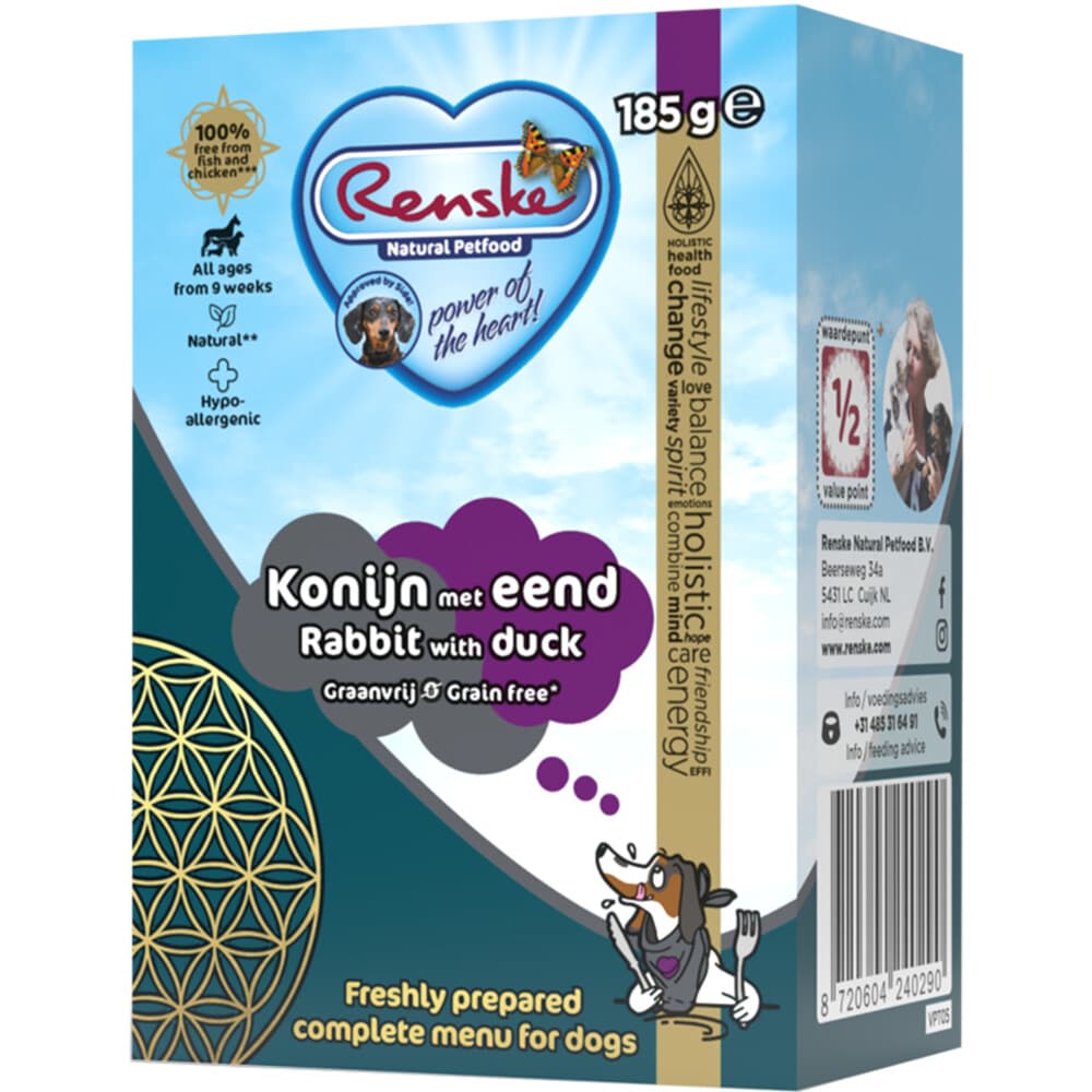 Renske Vers Graanvrij Tetra Hondenvoer Nat Konijn met Eend 185 gr