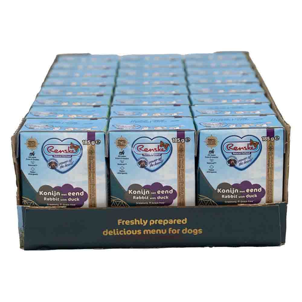 24x Renske Vers Graanvrij Tetra Hondenvoer Nat Konijn met Eend 185 gr