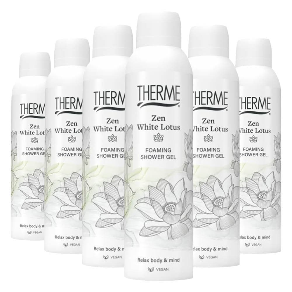6x Therme Foaming Shower Gel Zen White Lotus 200 ml