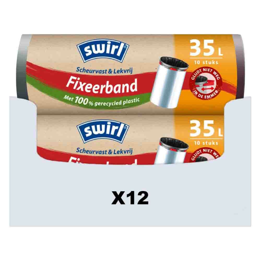 12x Swirl Pedaalemmerzakken met Fixeerband 35 liter 10 stuks