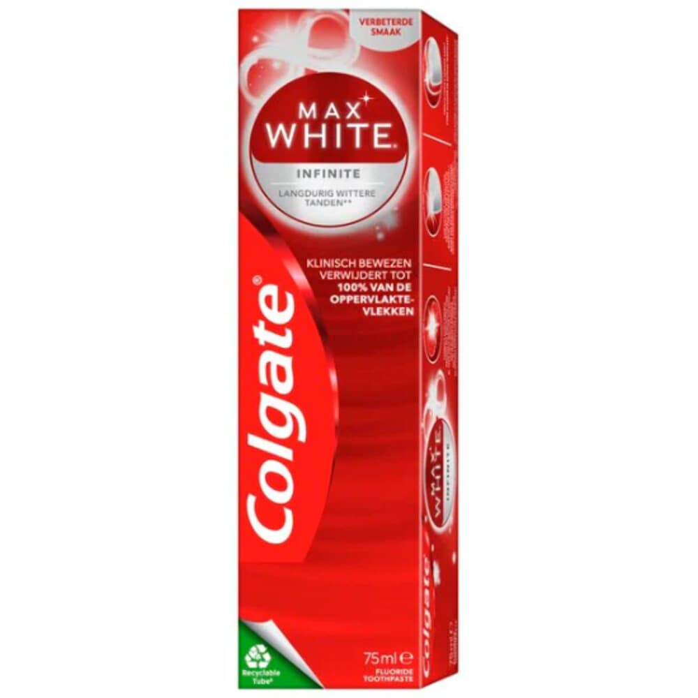 3+2 gratis: Colgate Tandpasta Max White Infinite 75 ml