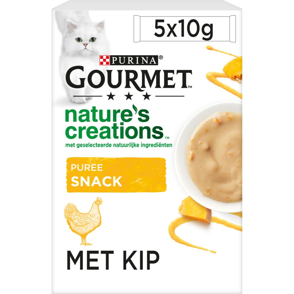 Gourmet Nature's Creations Kattensnack Puree Kip Pompoen 5 x 10 gr