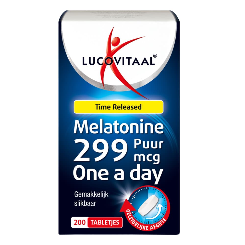 2+2 gratis: Lucovitaal Melatonine Puur 0,299mg Time Released 200 tabletten
