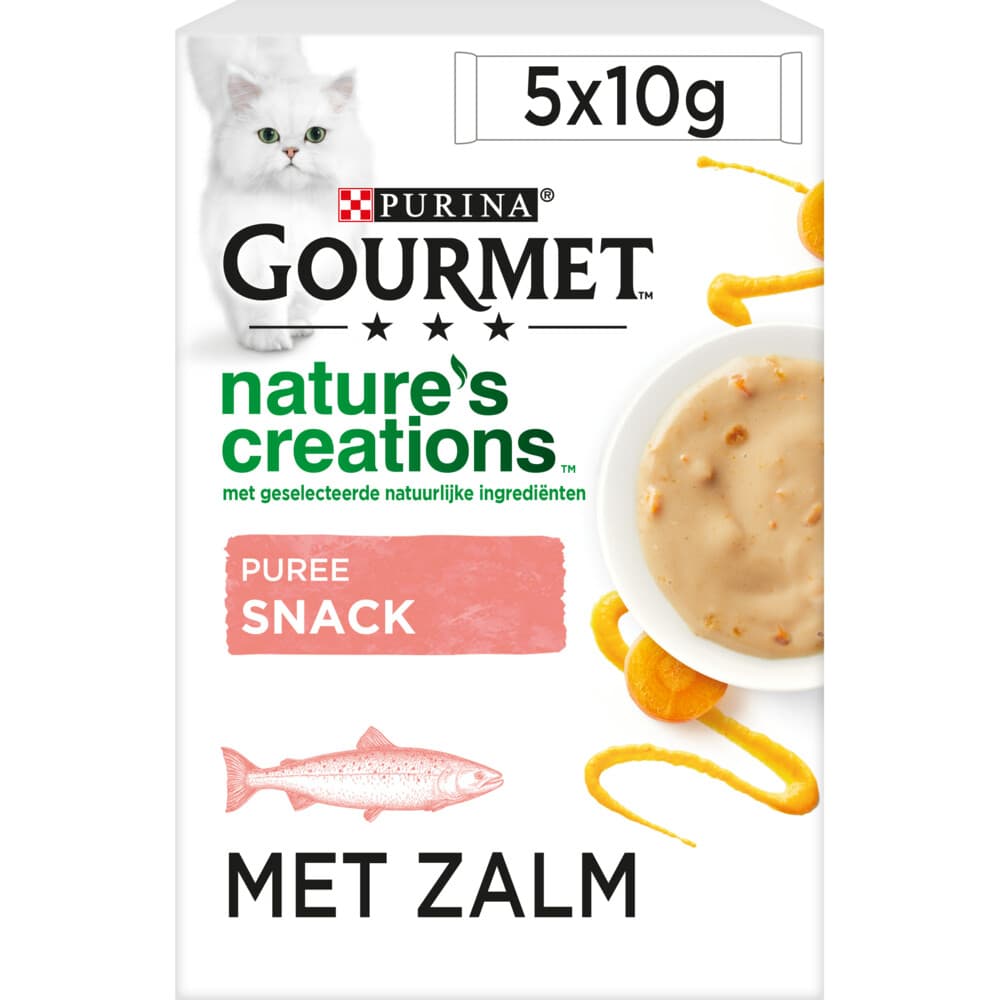 Gourmet Nature's Creations Kattensnack Puree Zalm Wortel 5 x 10 gr