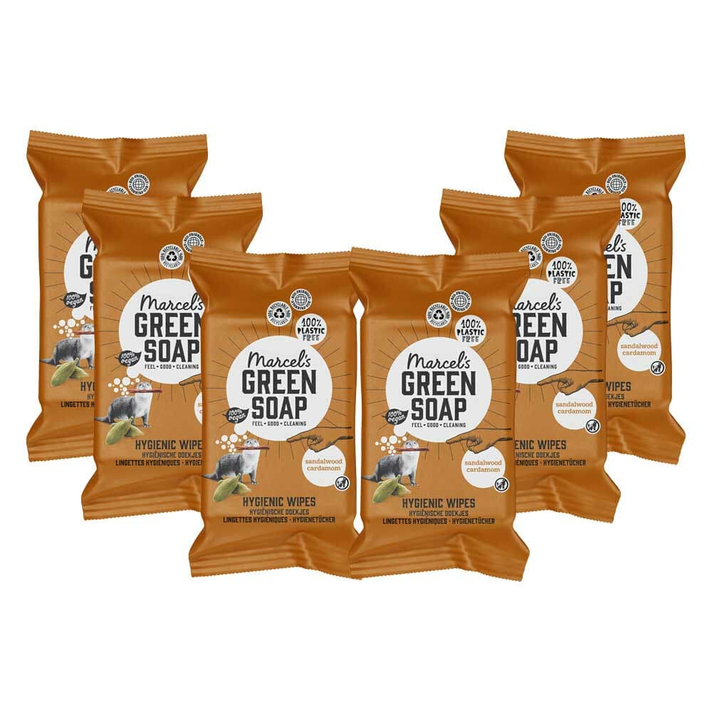 6x Marcel's Green Soap Schoonmaakdoekjes Sandelhout&Kardemom 60 stuks