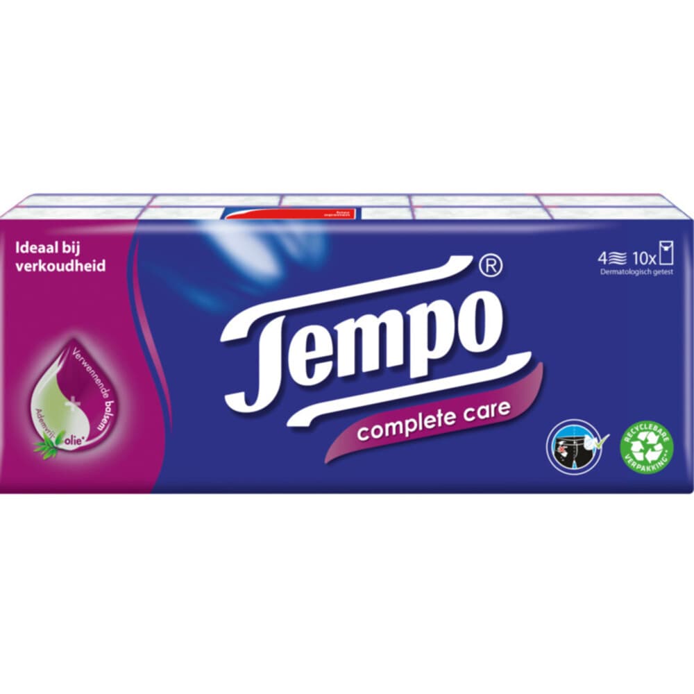 6x Tempo Complete Care 4-laags Zakdoekjes 10 stuks