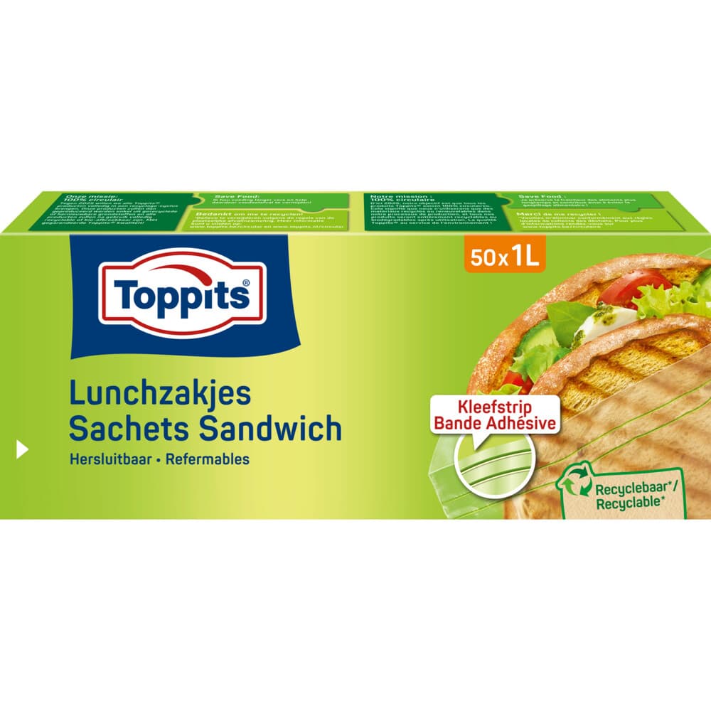 Toppits Lunchzakjes Hersluitbaar 1 liter 50 stuks