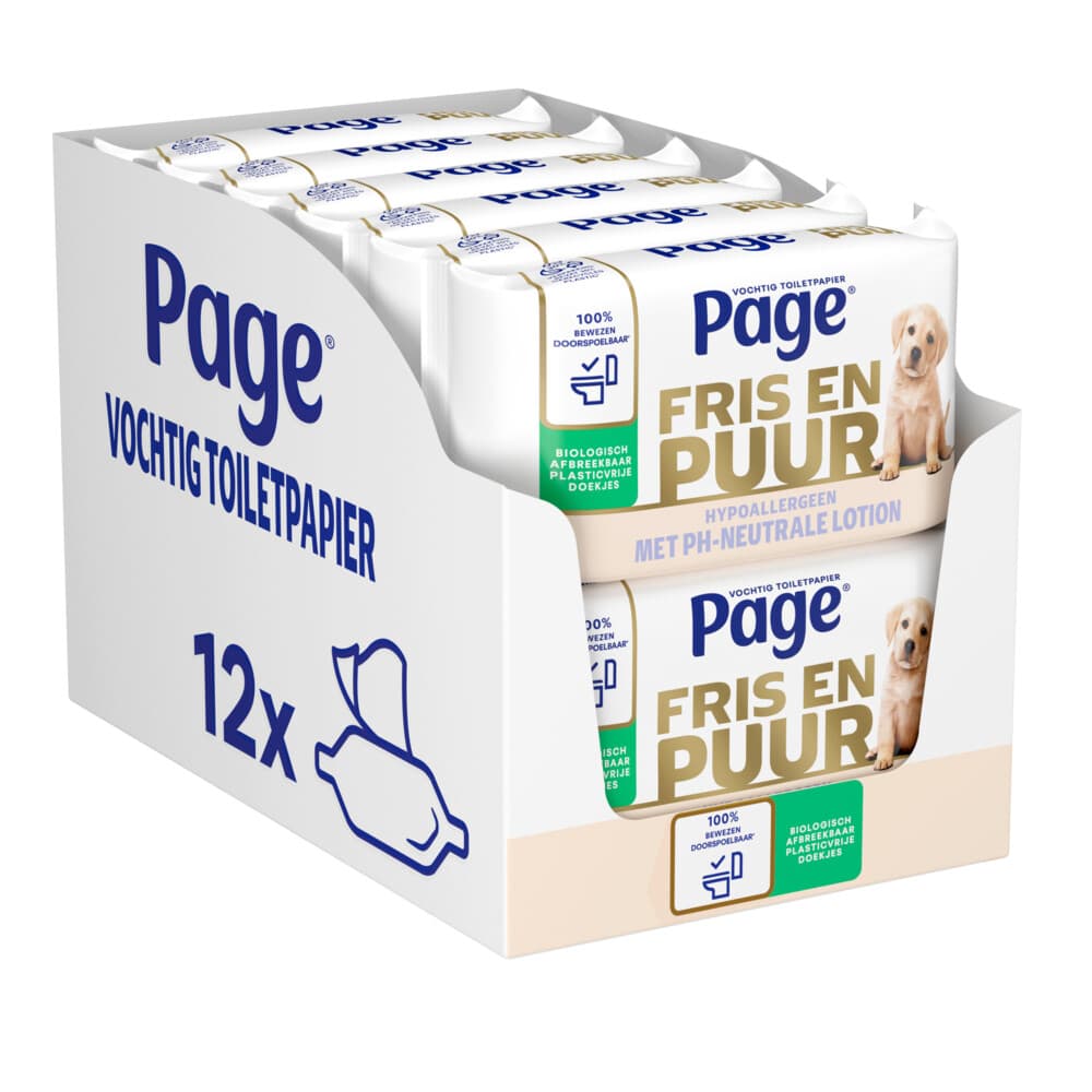 12x Page Vochtig Toiletpapier Puur 38 stuks