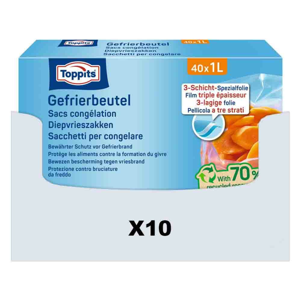 10x Toppits Diepvrieszakjes 1 liter 40 stuks