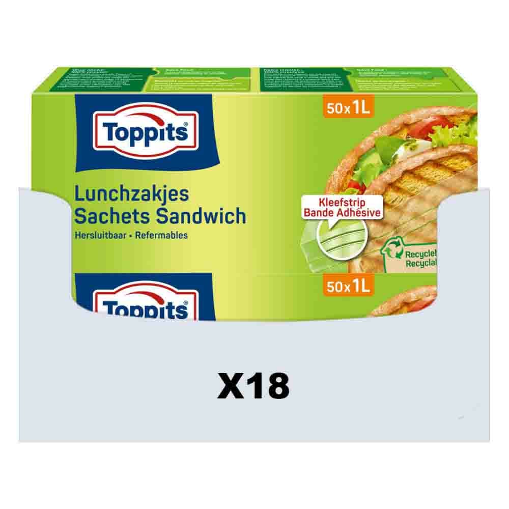 18x Toppits Lunchzakjes Hersluitbaar 1 liter 50 stuks