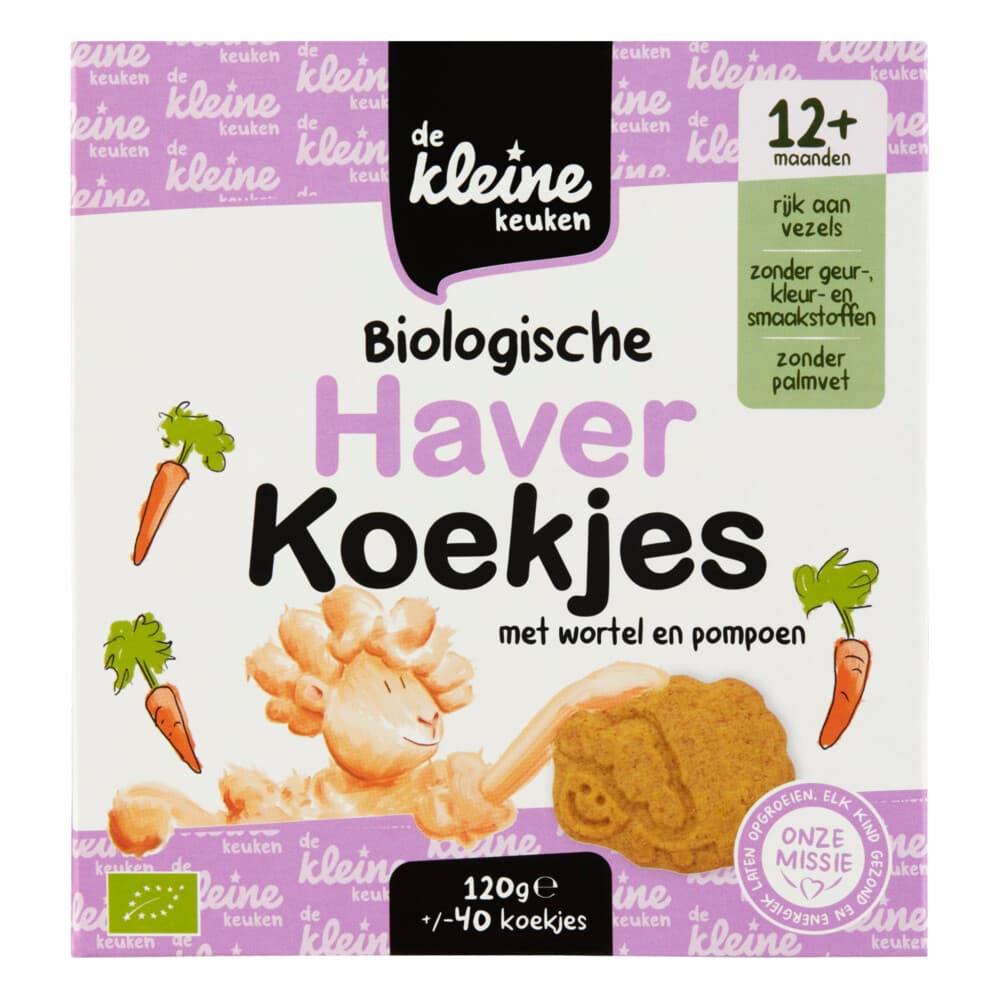 de Kleine Keuken Bio Haverkoekjes Wortel&Pompoen 120 gr