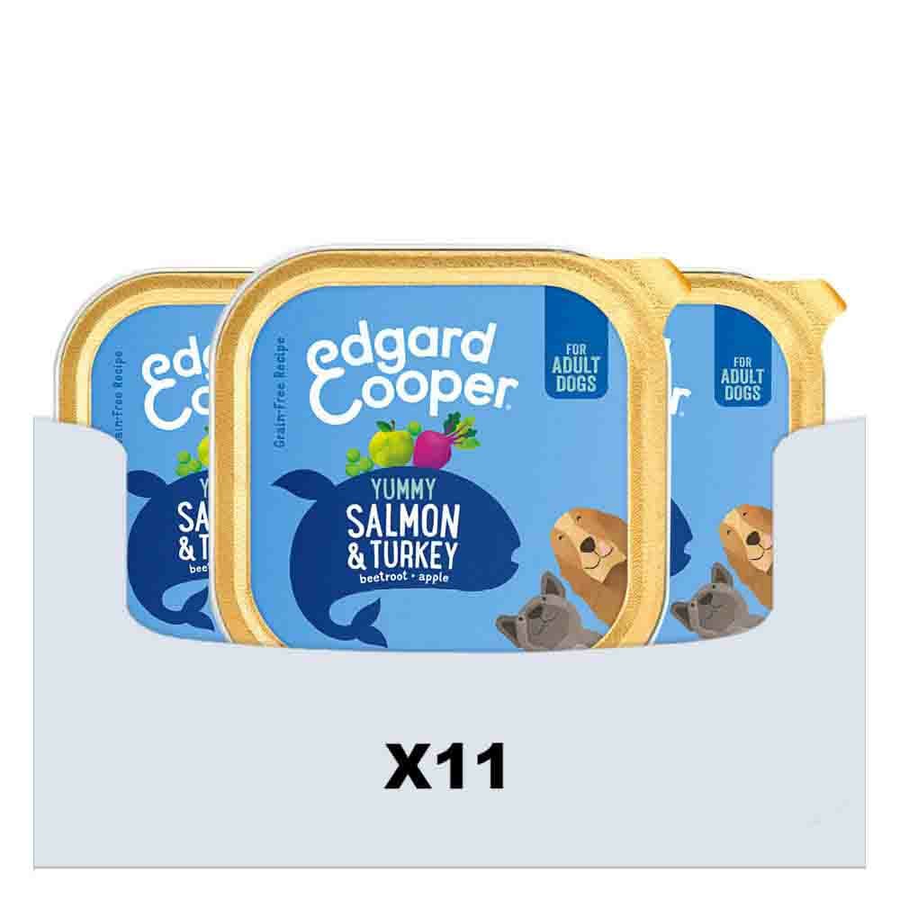 11x Edgard&Cooper Kuipje Vers Vlees Hondenvoer Zalm - Kalkoen 150 gr