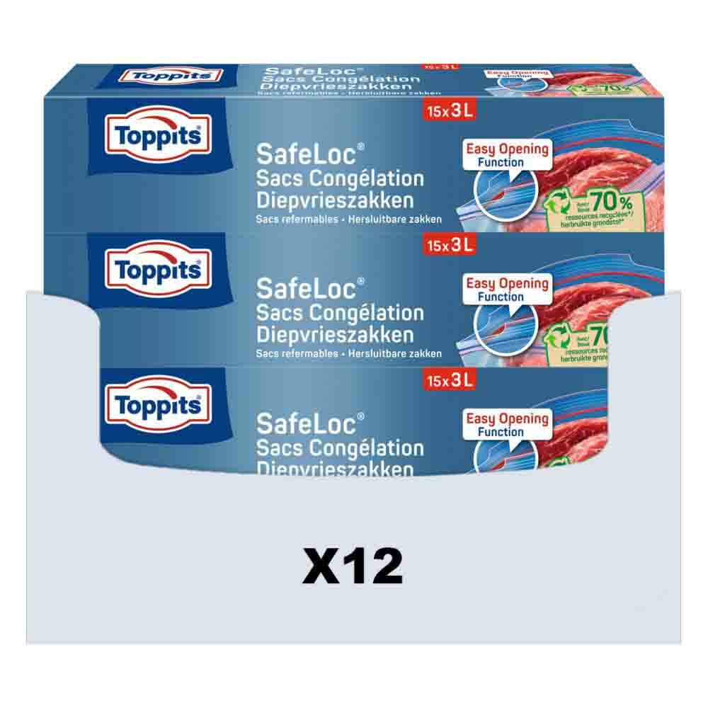 12x Toppits Safeloc Zip-Diepvrieszakken 3 liter 15 stuks