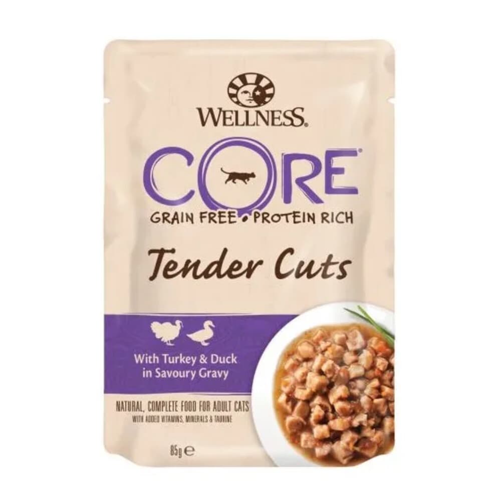 Wellness Core Kattenvoer Tender Cuts Kalkoen - Eend 85 gr