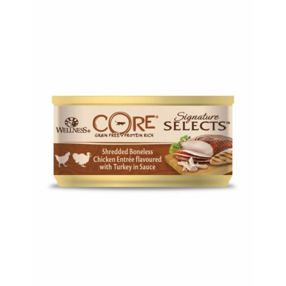 Wellness Core Kattenvoer Signature Selects Shredded Kip - Kalkoen 79 gr