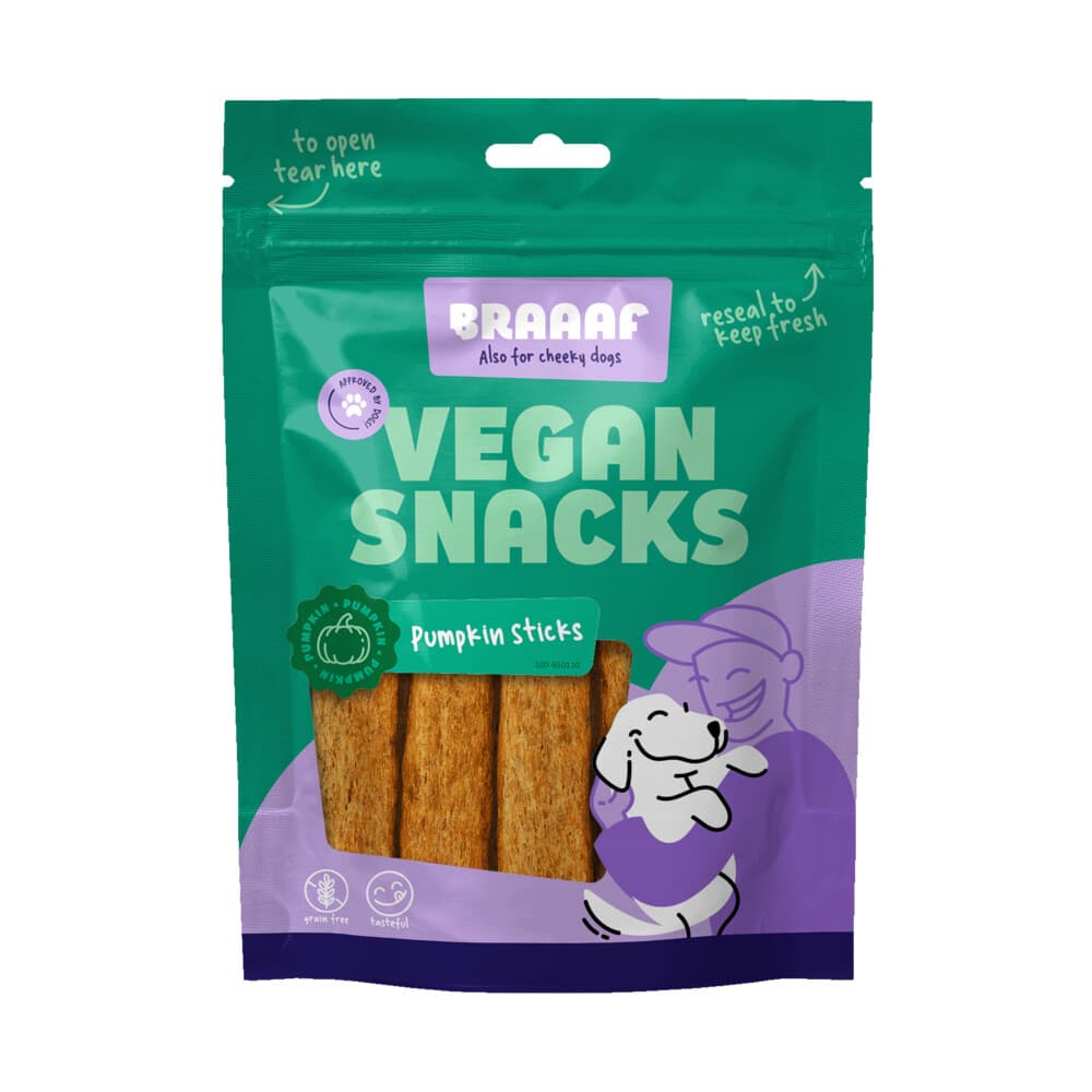 Braaaf Hondensnack Sticks Pompoen 12 cm 80 gr