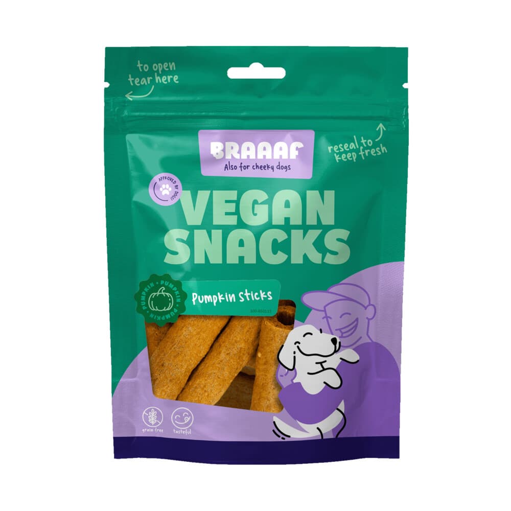 10x Braaaf Hondensnack Sticks Pompoen 6 cm 80 gr