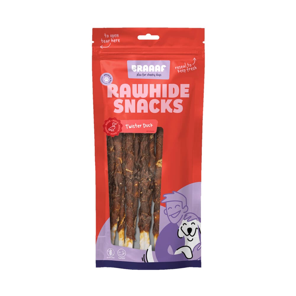 10x Braaaf Hondensnack Rol Sticks Eend 25 cm 240 gr