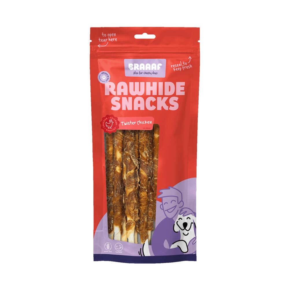 10x Braaaf Hondensnack Rol Sticks Kip 25 cm 240 gr