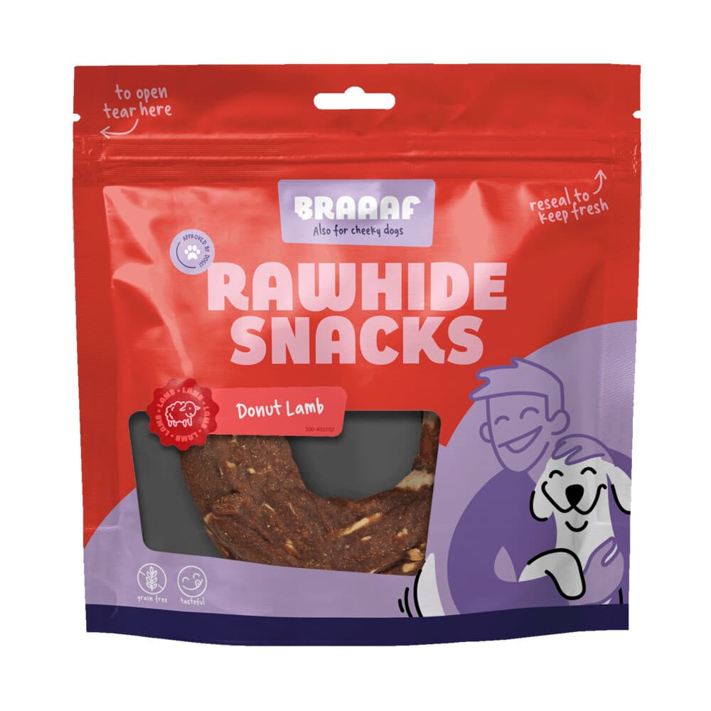 10x Braaaf Hondensnack Donut Lam&Vis 10-12 cm 115 gr