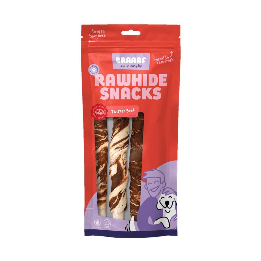 Braaaf HondensnackTwister Vlees - Vis 180 gr