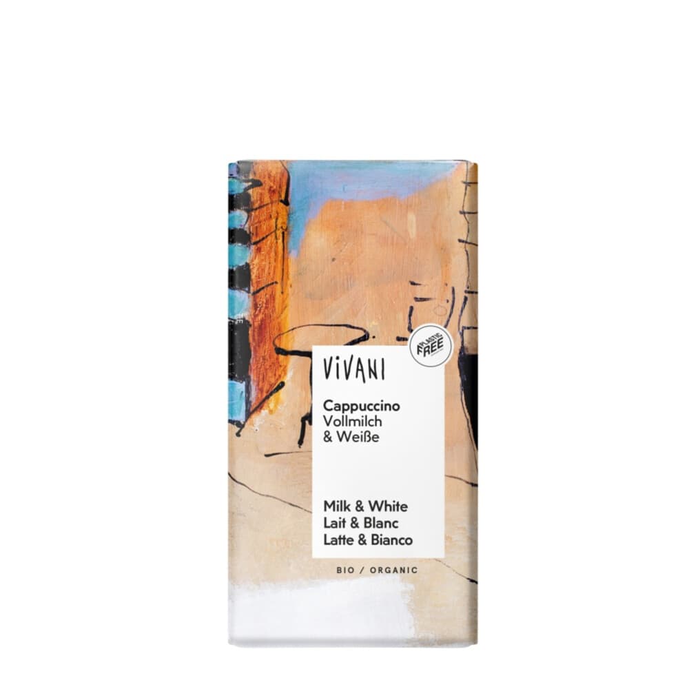 10x Vivani Chocoladereep Melk en Wit Cappuccino 100 gr