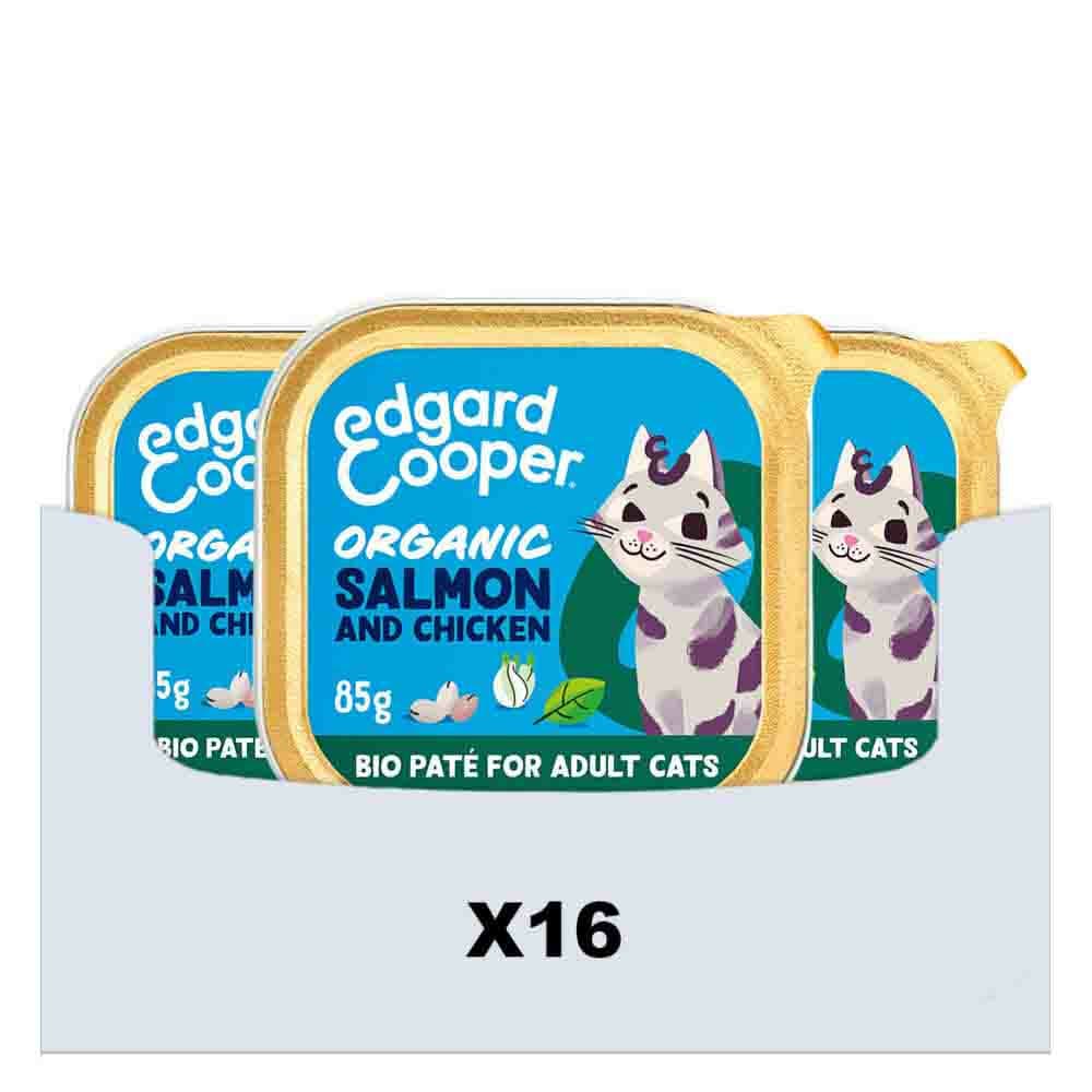 16x Edgard&Cooper Kattenvoer Adult Bio Paté Zalm - Kip 85 gr