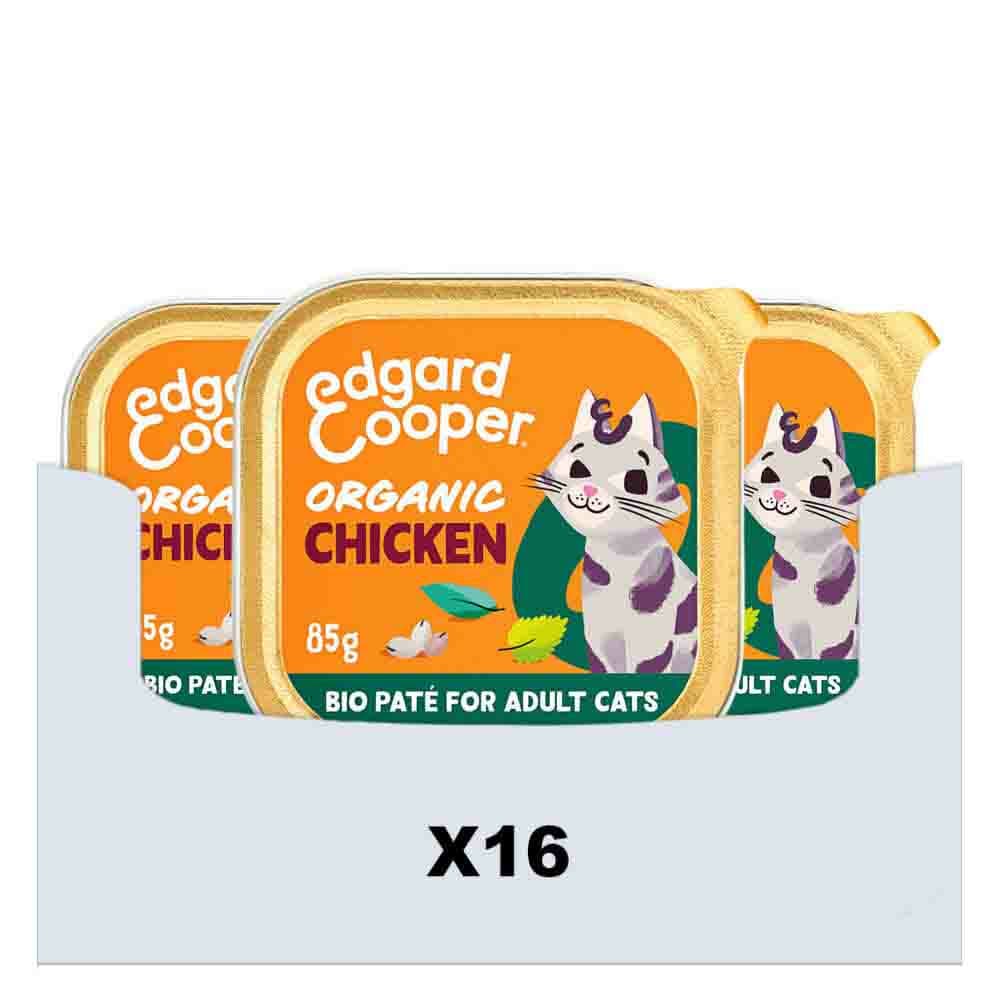 16x Edgard&Cooper Kattenvoer Adult Pate Biologische Kip 85 gr