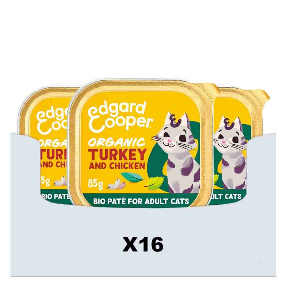 16x Edgard&Cooper Kattenvoer Adult Pate Biologische Kalkoen 85 gr
