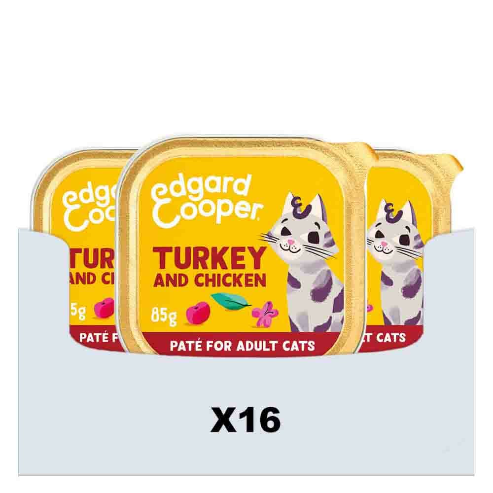 16x Edgard&Cooper Kattenvoer Adult Pate Kalkoen - Kip 85 gr