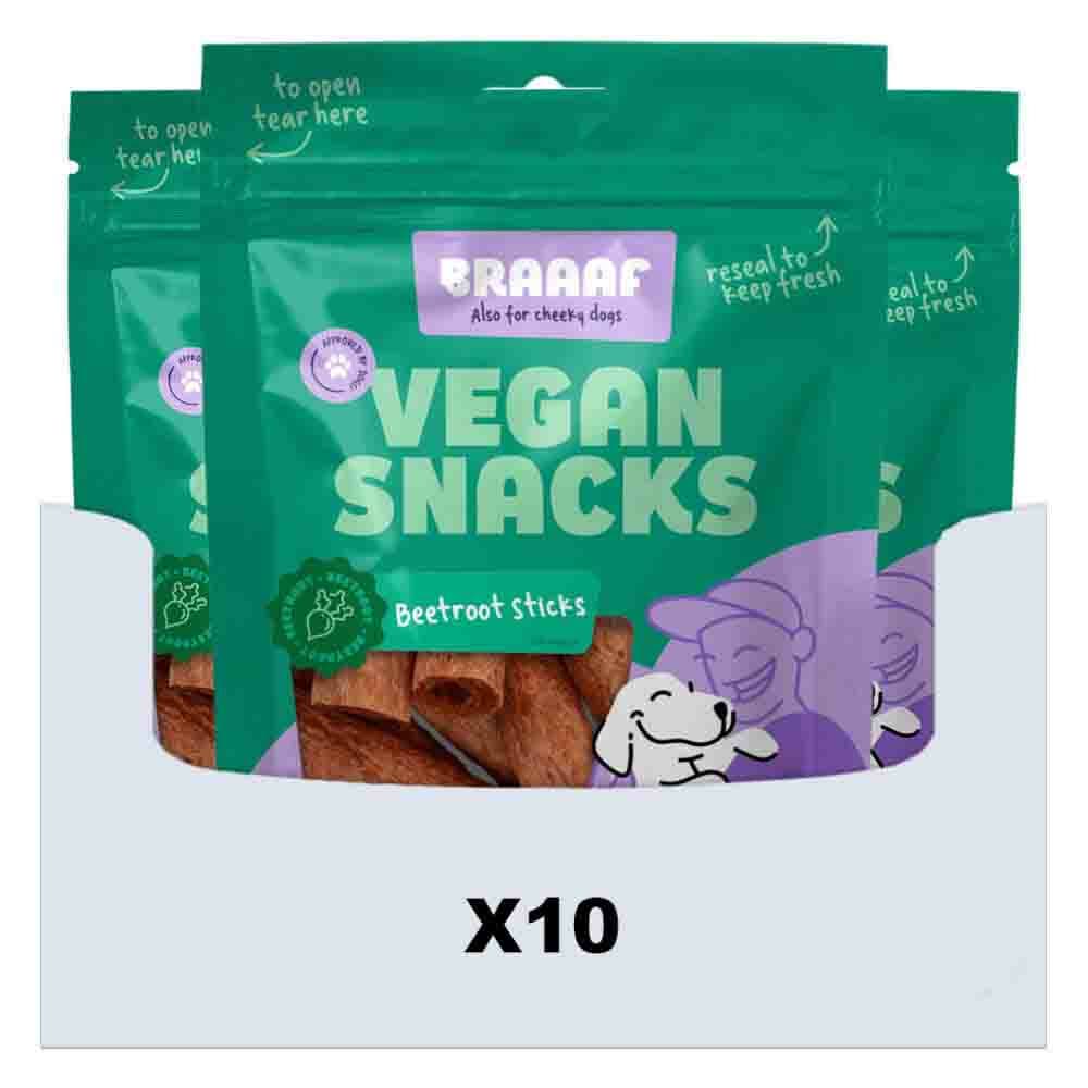 10x Braaaf Hondensnack Sticks Bieten 6 cm 80 gr
