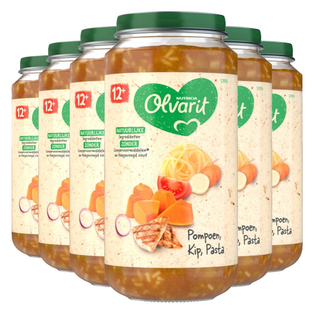 6x Olvarit Maaltijd 12m Pompoen Kip Pasta 250 gr