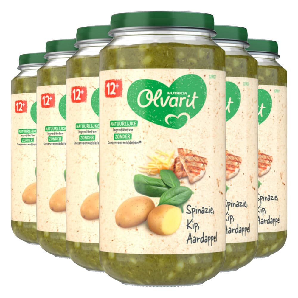 6x Olvarit Maaltijd 12m Spinazie Kip Aardappel 250 gr