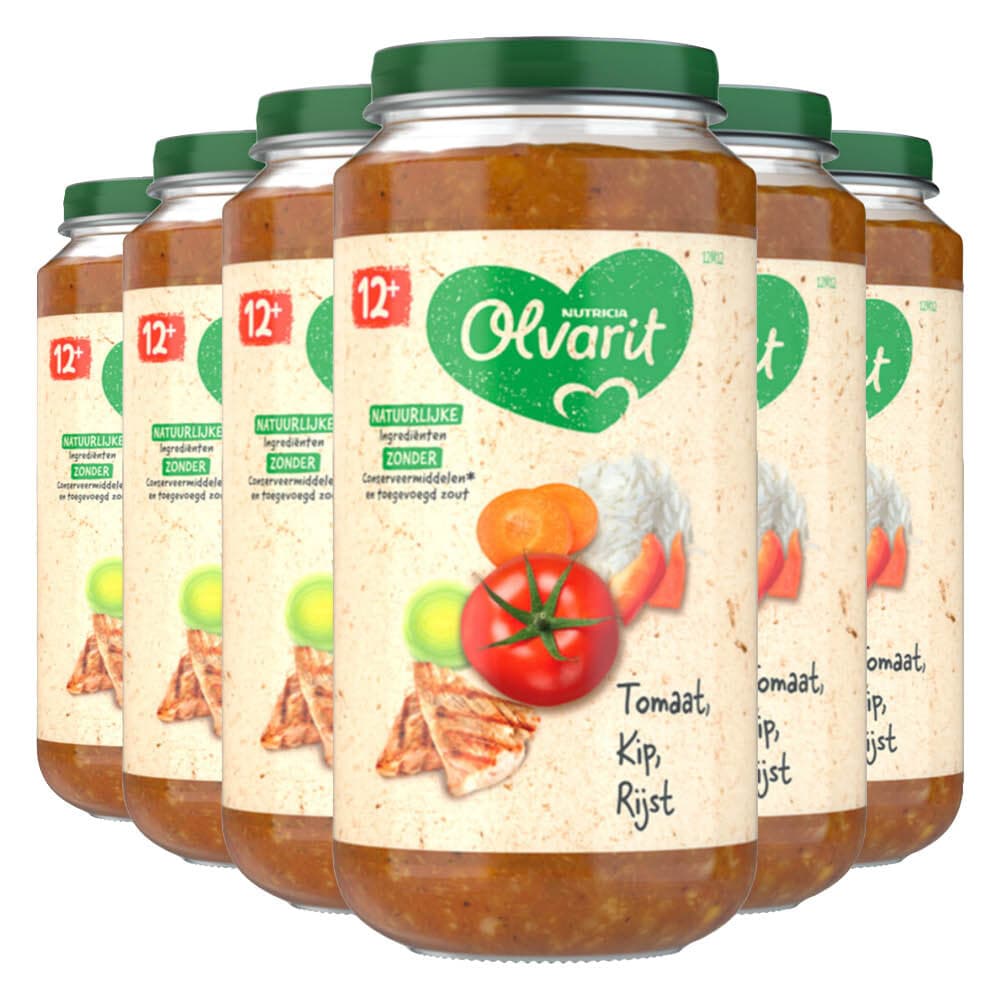 6x Olvarit Maaltijd 12m Tomaat Kip Rijst 250 gr