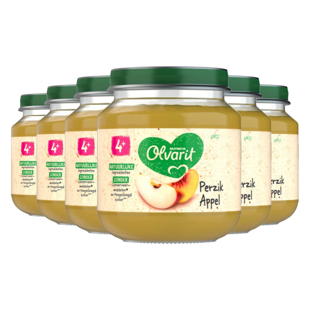 6x Olvarit 1e Fruithapje 4m Perzik Appel 125 gr