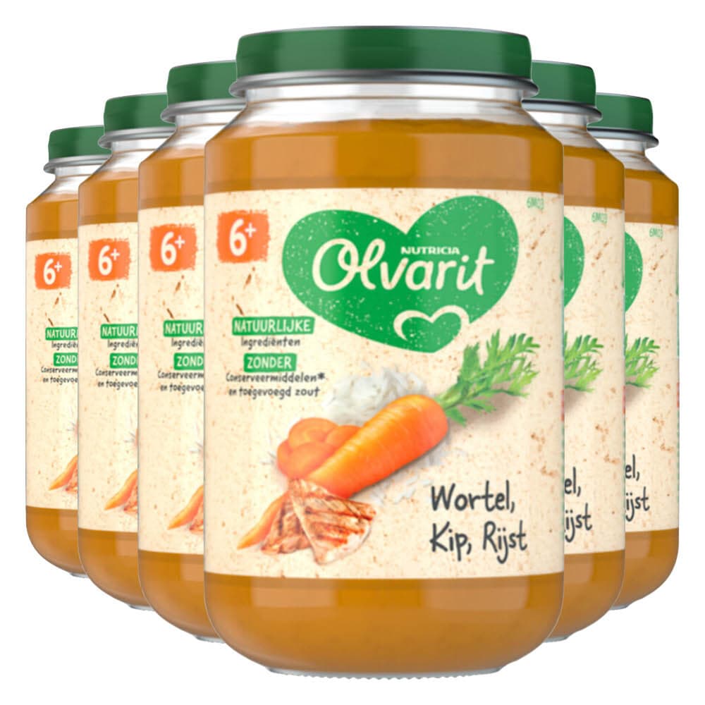 6x Olvarit Maaltijd 6m Wortel Kip Rijst 200 gr